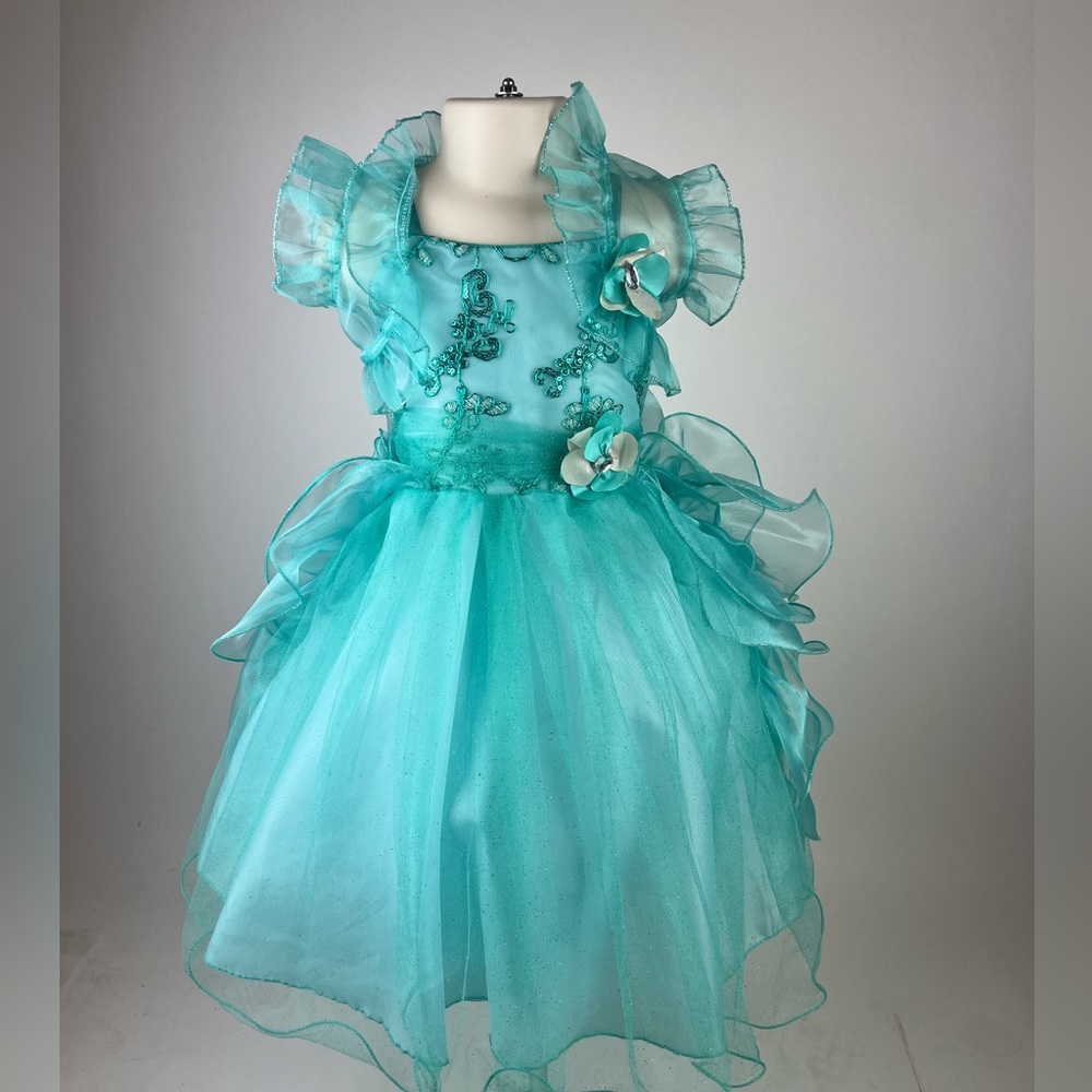 Girls aqua party dress sz 1